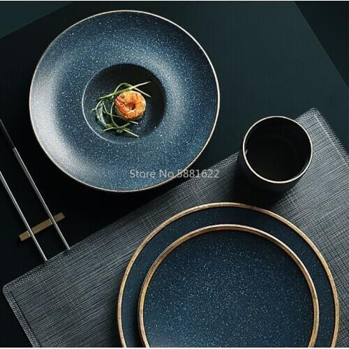 Ceramic Pasta Plate Golden Steak Plate American dessert dish family western-style food dish steak dish