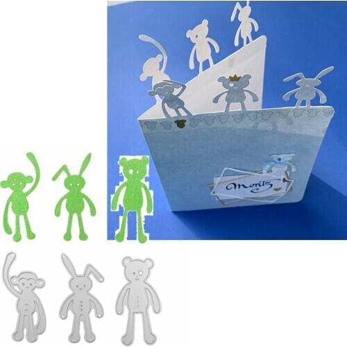 Tiny Bear Rabbit Monkey Decoration Die Cuts For Card Making Animals Metal Cutting Dies Scrapbooking 2020