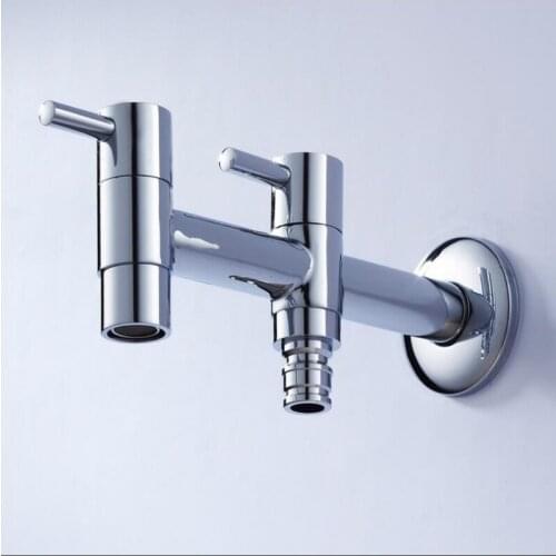 Brass Double Handle Double use Garden Faucet bib-cock faucet washing machine faucet copper bibcock,Toilet tap,Garden faucet