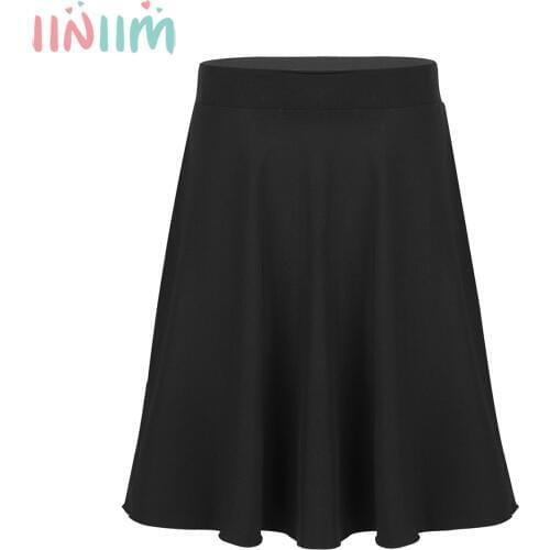 Iiniim Teen Summer Skirts Girls Solid Color Lightweight Stretchy Knee Length Full A-Line Skater Skirt for Casaul Party Clothing