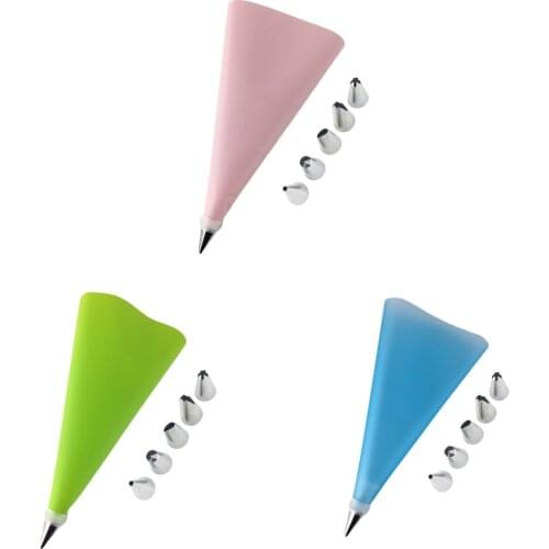 Reusable Icing Piping Bag with Stainless Steel Nozzles Cake Decor DIY Tools Set