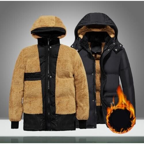 Winter New Jacket Men Warm Thicken Hooded Parka Coats Mens Zipper Cotton-Padded Jackets Waterproof Casual Fur Down Overcoats 5XL
