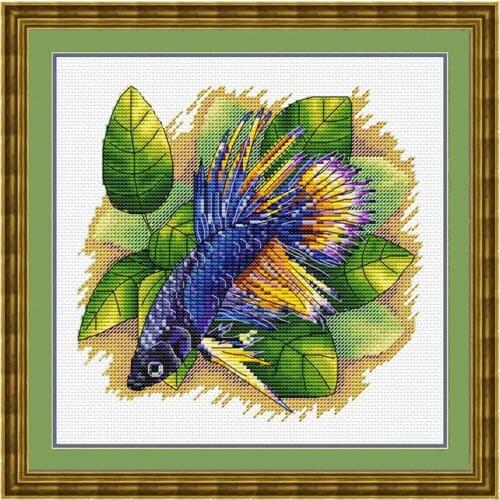Precision Printing Fishxx D865 Guppy Home Hand Embroidery Living Room Decoration Paintings Cross Stitch Kit