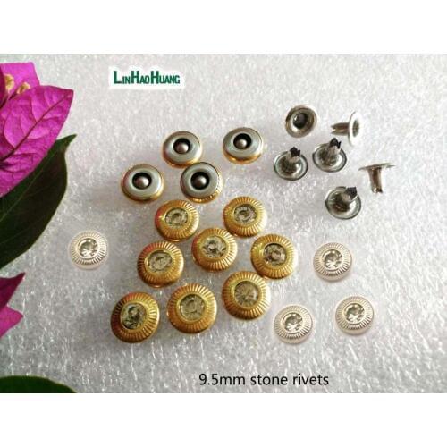 Wholesale 9.5mm 200sets brass rhinestone rivets arcylic stone rivets nail Silver Gold diamond rivets 2019091302