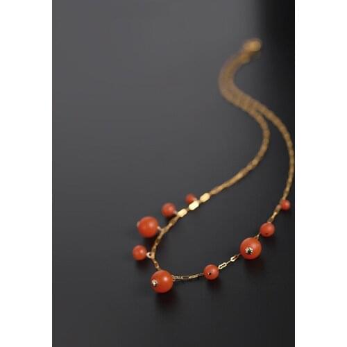 DAIMI Southern Red Agate Necklace Female Heaven Genuine 14K Gold Filled Starry Clavicle Chain For Girlfriend