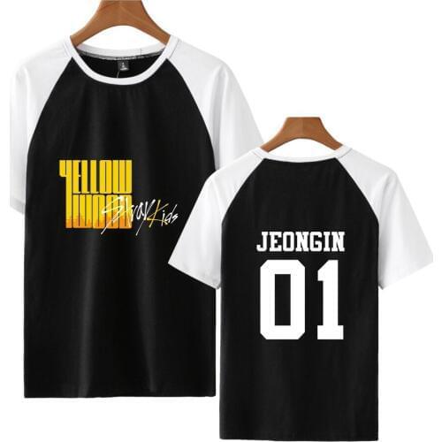 Leisure HIP HOP summer 2D Stray Kids Yellow Wood Print Casual trendy T-shirts for Women and Men Short Sleeve K-pops T-Shirts