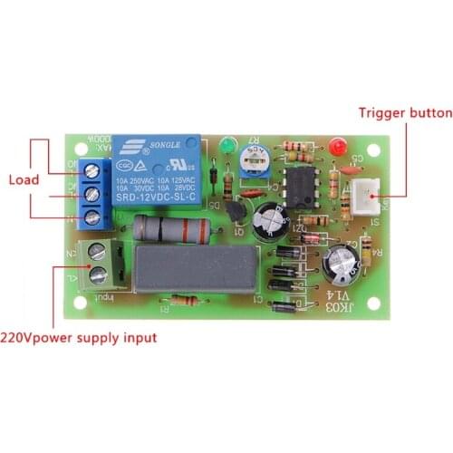 AC 220V Trigger Delay Switch Turn On Off Board Timer Relay Module PLC Adjustable