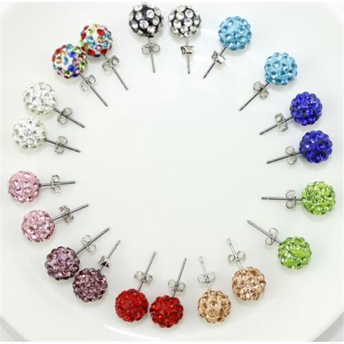 EKUSTYEE 4 Pairs Mix Colors Stud Earrings for Women Classic Lady Girl Inlay Crystal Earring Fashion Jewelry