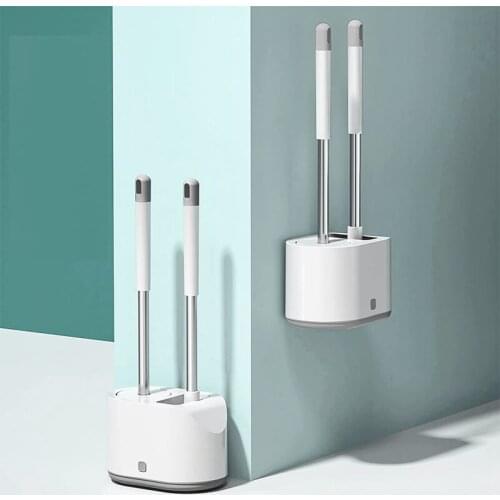 Silicone Toilet Brush 2 Pieces Toilet Brush With Holder Handle Silicone Toilet Brush Holder With Bristles