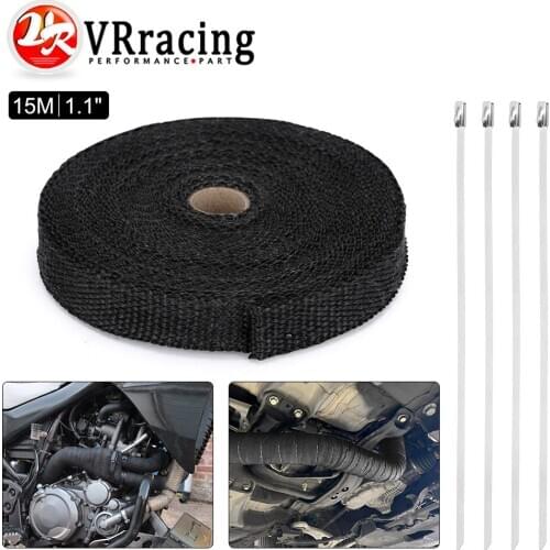 1" 15M Motorcycle Exhaust Thermal Exhaust Tape Header Heat Wrap Resistant Downpipe For Motorcycle Car Accessories + 4 pcs Ties