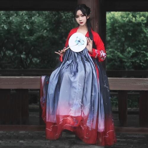 Hanfu Chinese Dance Costume Traditional Stage Outfit For Singers Women Ancient Dress Folk Festival Performance Clothing DC1133