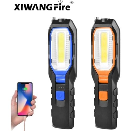 USB Rechargeable COB Work Light Power Bank Function Flashlight Handheld Torch Light Magnet Adsorption Belt with Charge Display