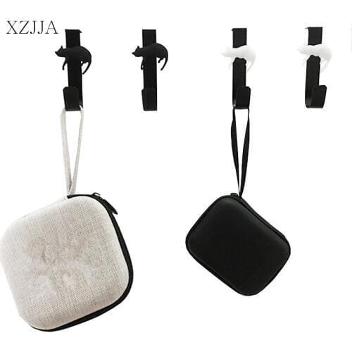 XZJJA 2PC Cute Cat Shape Hooks Bedroom Kitchen Door Holder Hook Clothes Bag Coat Dual Hanger Organizer Hanging Sundries Pothook