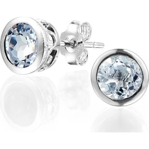 Dormith real 925 sterling silver classics 1.2 carats natural white topaz stud earrings for women jewelry