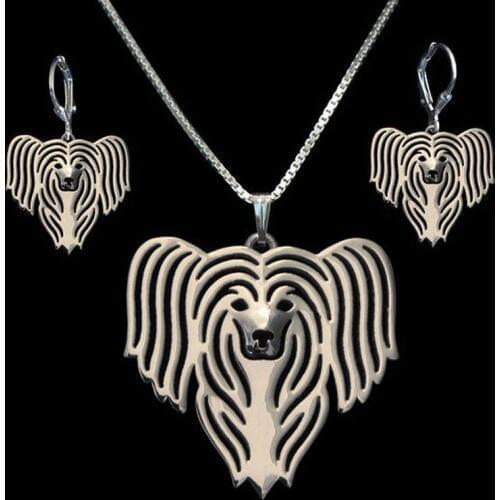 Lovers' Metal Pet Dog Jewelry Set Women Alloy Chinese Crested Dog Jewelry Set