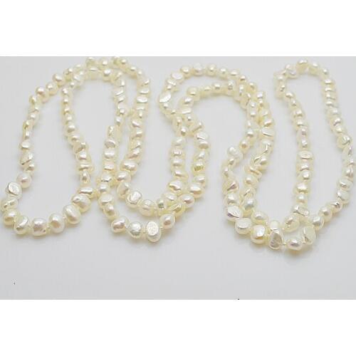 Perfect Women Gift Real Pearl Jewellery White Baroque Genuine Freshwater Pearl Necklace 100cm Long Pearls Wedding Birthday Party