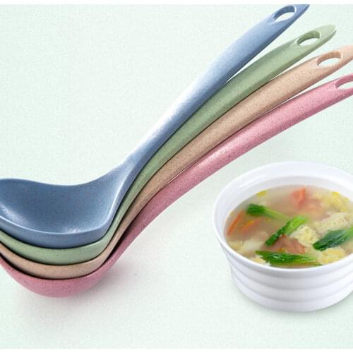 1pcs Household Long-handled Tableware Wheat Straw Soup Spoon Does Not Hurt The Pot Soup Spoon Large Spoon Kitchen Supplies
