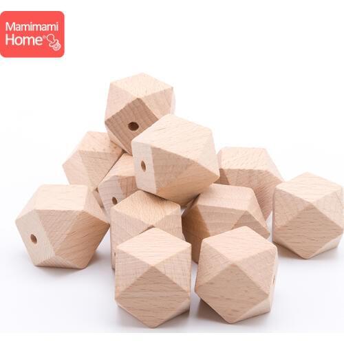Mamihome 10pc 14mm-20mm Beech Wooden Octagon Beads Baby Teether BPA Free DIY Pacifier Pendant Wooden Blank ChildrenS Goods Toys