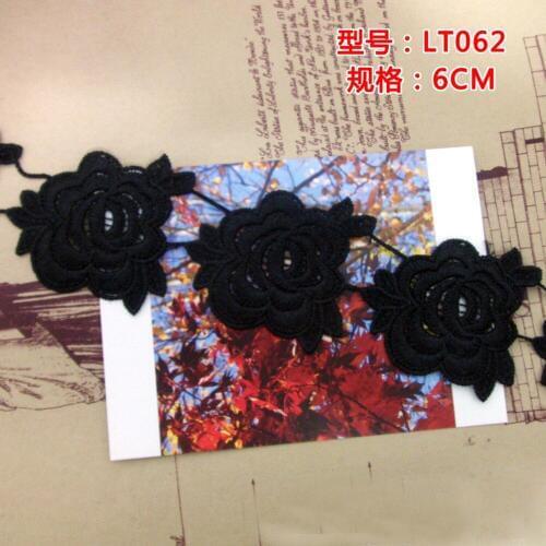 15Yards Embroidered Lace Trim Black Flower Applique Motif Wedding Sewing Trim High Quality African Lace Dentelle Blanche