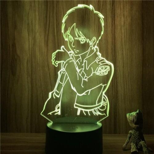 Lover 3D Nightlight Anime Attack on Titan Eren Cool Face Action Figure 7 Colors Touch Optical Illusion Lamp Gift Decor Model