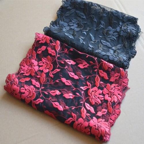 5Meters Lace Edge Trim Red Black Bilateral Ribbon Flower Fabric Wedding Applique Sewing Embroidered DIY Crafts High Quality