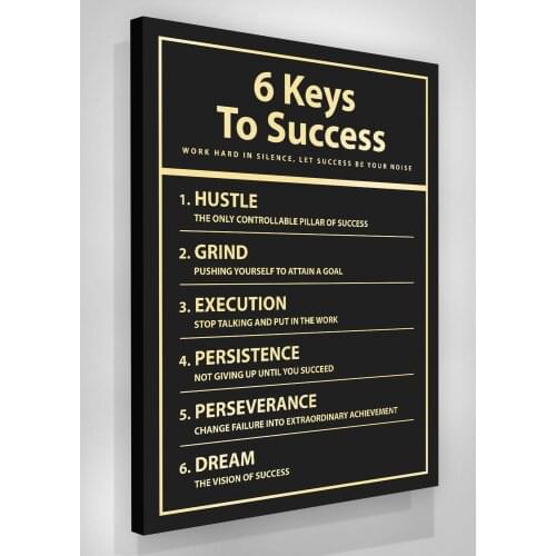 6 Keys To Success Quotes Motivational Posters Art Wall On Canvas Office Decor Modern Art Entrepreneur Motivation Canvas Painting