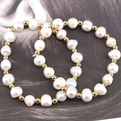 6Pcs 2021 handmade fresh water pearl and copper Beads charm bracelet for lady