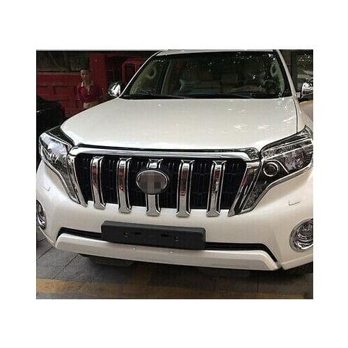 ABS Chrome Front Center Grille Cover Trim 6pcs For Toyota Prado Fj150 2014-2016