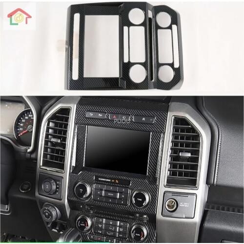 For Ford Raptor F150 2017-2020 Car Accessories Carbon Fiber Style Central control panel navigation frame decoration