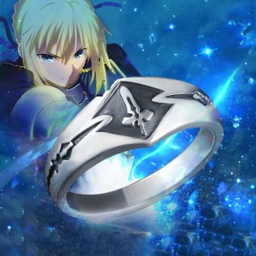 Anime Fate Grand Order Black Saber Arturia Pendragon 925 Sterling Silver Ring 60mm Gift