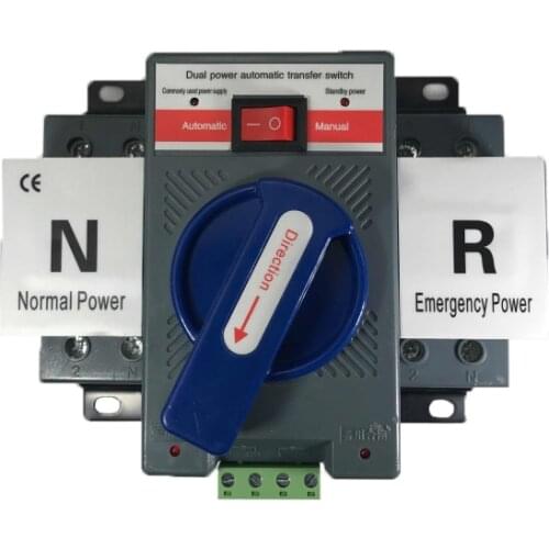 2P 63A 230V MCB type blue color Dual Power Automatic transfer switch ATS Rated frequency 50/60Hz