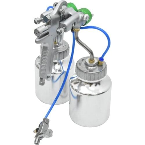 Double-headed Pneumatic Sprayer PT-29B Dual Head Air Pneumatic Pressure Sprayer Spray Gun With Pot 8-12cfm 1000ml 4.0MPa 1.3mm