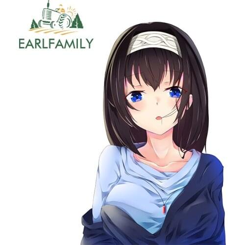 EARLFAMILY 13cm x 8.6cm for Anime Girls With Blue Hair Decal Vinyl Car Sticker Waterproof Laptop Windshield Creative Car Styling