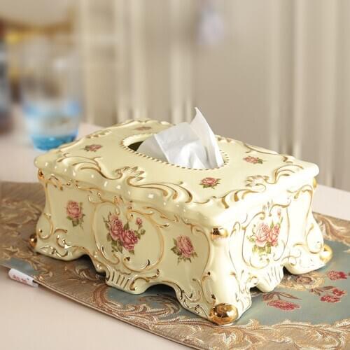 Ivory porcelain European tissue box Luxury retro home pumping cartons decorations wedding housewarming gifts ornaments