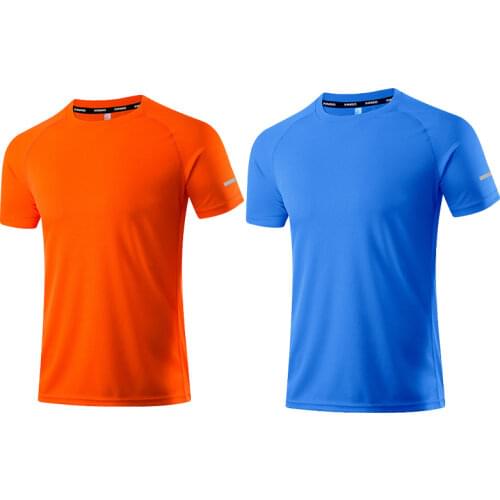 Mens Casual T-Shirt O-Neck Solid Color Athletic Wear Male Gym Clothing Slim Fit Polyester Short Sleeve T Shirt Unisex Tops Tees