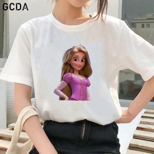 Summer New White T Shirt Women Causal O-neck Basic Princess Rapunzel 3D Printing T-shirt High Quality Classical Tops