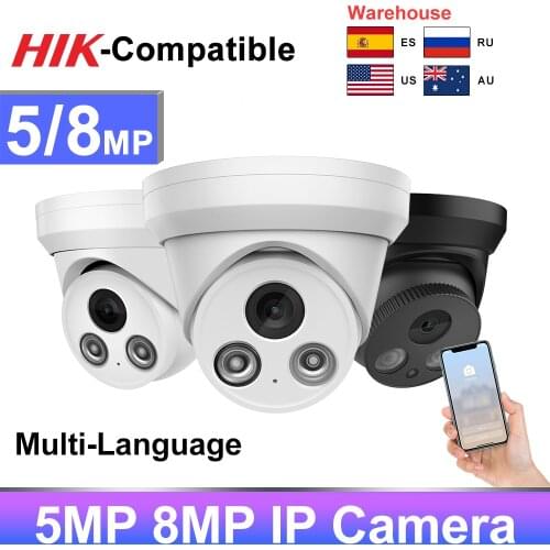 Hikvision Compatible 8MP Dome POE IP Camera Home Security CCTV Camera 5MP HD IR 30m ONVIF H.265 P2P Plug&play ColorVu IPC