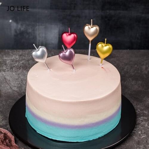 JO LIFE 5pcs/set Mental Color Flame Cake Topper Birthday Candle Twist Spiral Candles Heart Star Romantic Cake Decoration Tool
