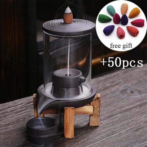 Handmade Ceramic Incense Burner Smoke Waterfall Backflow Incense Burner Living Room Decor Incense Holder Feng Shui Decoration