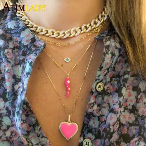 New 12mm Punk Miami Cuban Choker Necklace Collar Statement HipHop Big Chunky Two Tone Color Adjust Thick Chain Women Jewelry