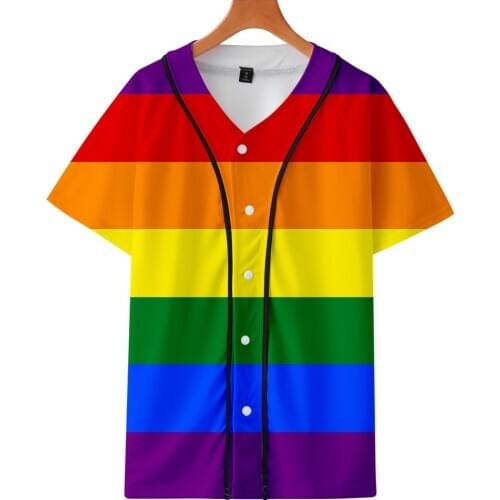 Summer Men/Women Hawaii Tshirt Harajuku Lgbt Gay Love Lesbian Rainbow Baseball T-shirt Japanese Streetwear Camiseta Feminina