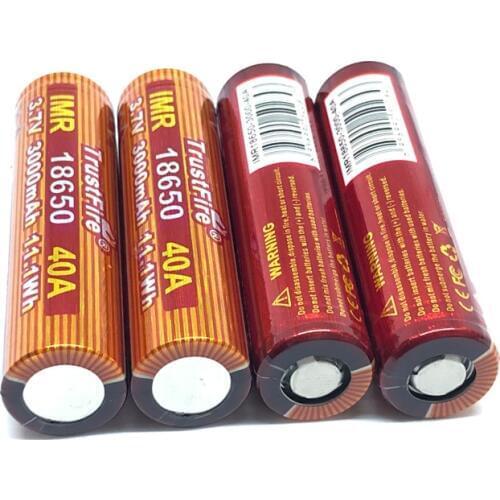 10pcs/lot TrustFire IMR 18650 3.7V 40A 3000mAh Li-ion Battery Rechargeable Batteries with Safety Relief Valve for LED Flashlight