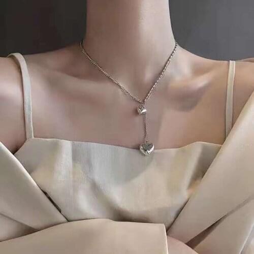 I42 heart pendant fashion metal collar necklace for women girl gift party chain necklace designer charm