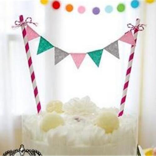Rainbow Mini Flags Cake Topper Set Garland Inserted Card Bunting Set For Kids Baby Happy Birthday Party Decoration