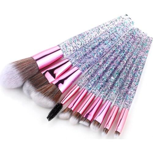 10pcs Professional Makeup Brushes Set Glitter Cosmetic Brush Beauty Tool Kits for Foundation Eyebrow Powder Lip Eye Shadow