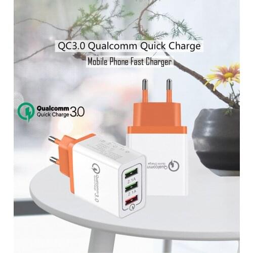 New mobile phone fast charge charger QC3.0 5V 3A universal 3USB port multi-function output charging head
