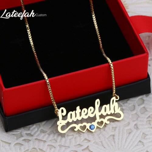 Lateefah Custom Name Necklace for Women цепи на шею Birthstone Necklace Chain Heart with Personality Name Necklace