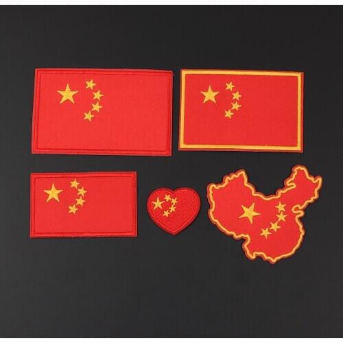 Pentastar Chinese flag clothing patch high quality embroidery badge DIY Ironing Sewing accessories on clothes