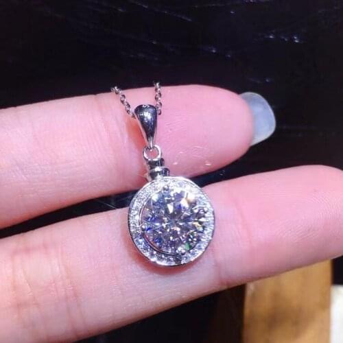 2Ct Round Shape Moissanite Pendant 925 Sterling Silver Necklace D Colour VVS Passed Diamond Test Women Fashion Luxury Jewelry
