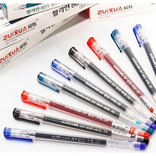12PCS/Set Black Red Blue Cute Gel Pens kit Pens for Home Office School Writing Supplies 0.38mm signature Pen Diamond Head